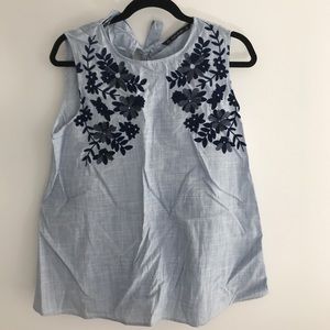 Zara sequin floral cotton top.